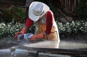 Brian Killinger Polishing a Concrete Table